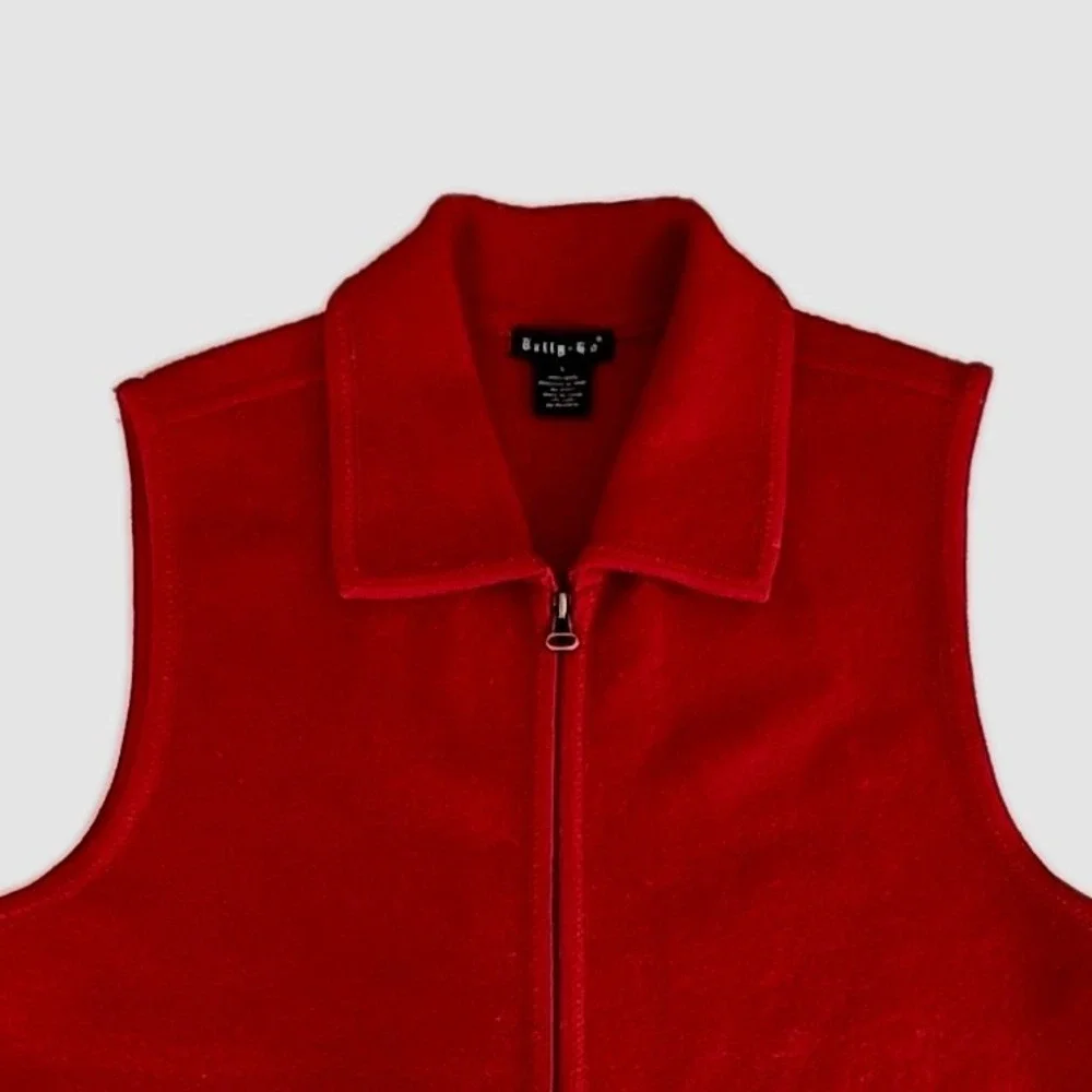 VTG Tally Ho Womens Vest L Red Boiled Wool Sweater Old Money Capsule Ski Winte - Picture 2 of 7